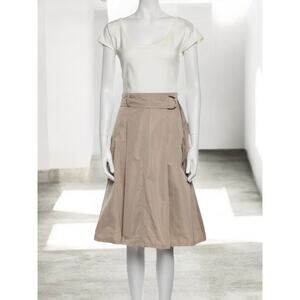 AKRIS PUNTO Mixed Media Dress Size 6 Snap Pockets Bubble Hem Utility Avant Garde